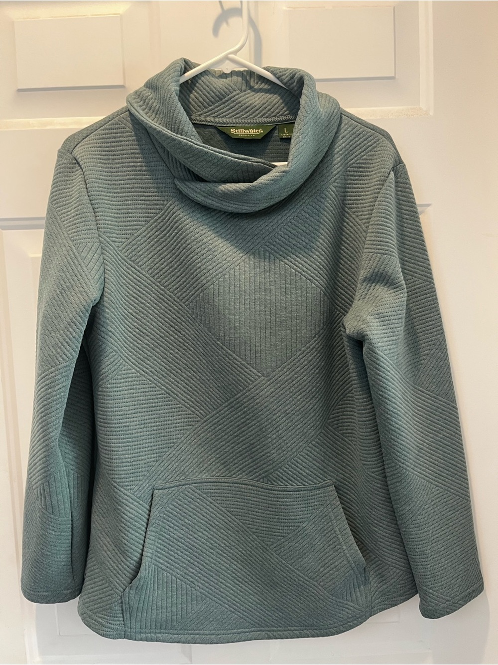 Quilted Funnel Neck Sweater - Sage Green